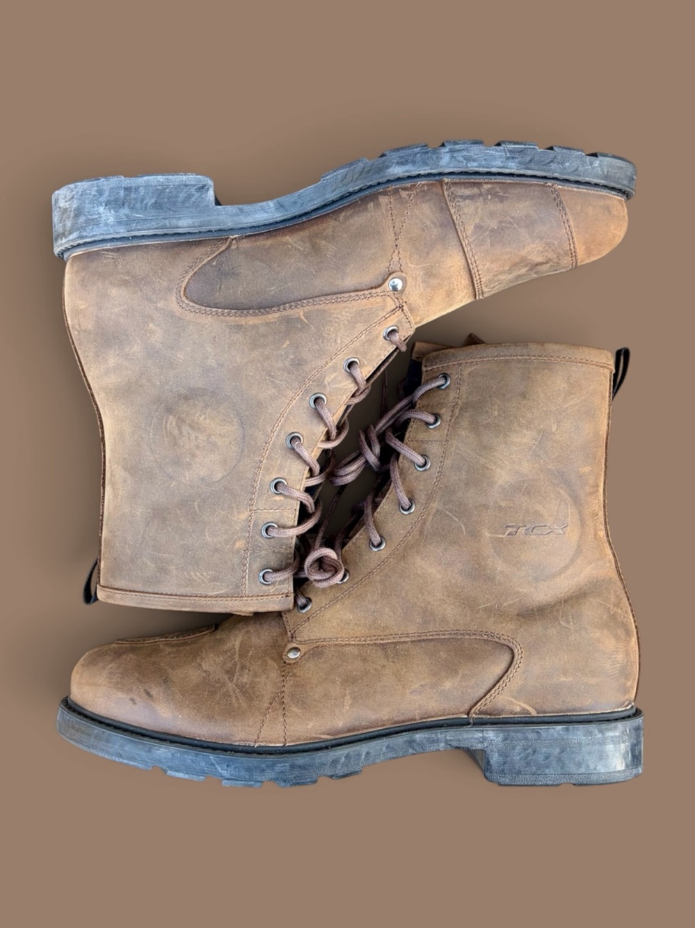 TCX 7300W X-Blend Motorcycle Riding Boots Vintage Brown Size 12 Waterproof NWOB